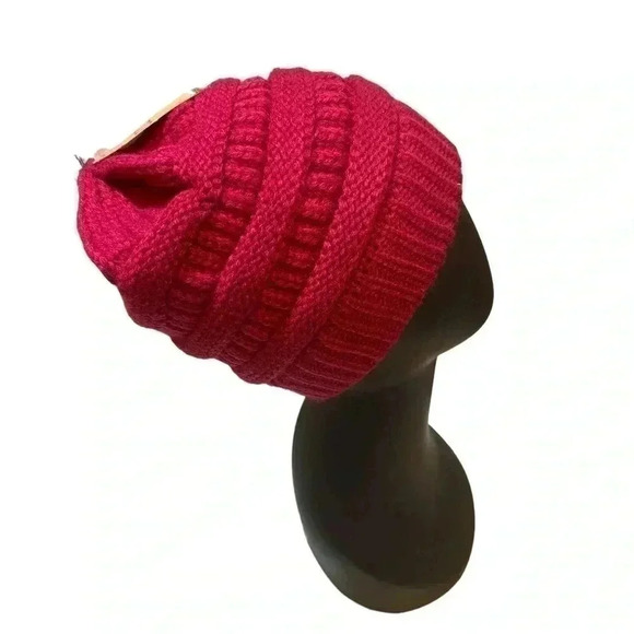 Criss Cross KNIT BEANIE Hot Pink - Picture 2 of 3
